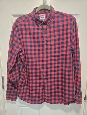 Old Navy Red and Navy Plaid Button-Down Shirt